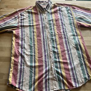Vtg. 90s American Eagle Outfitters Button Up Sz. XL Color Block Strip Y2K